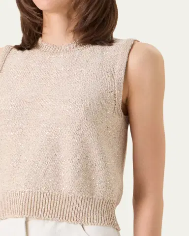 Akris Linen-Cotton Micro Sequin Sleeveless Knit Top | Thumbnail 5 Akris Linen-Cotton Micro Sequin Sleeveless Knit Top | Thumbnail 5