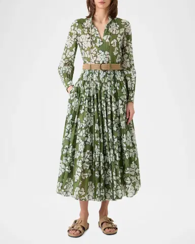 Akris punto Floral Cotton Muslin Tiered Midi Shirtdress | Thumbnail 2 Akris punto Floral Cotton Muslin Tiered Midi Shirtdress | Thumbnail 2