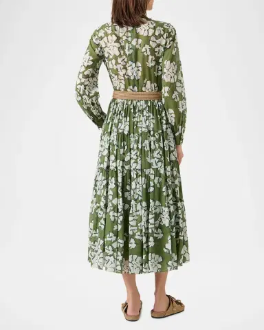 Akris punto Floral Cotton Muslin Tiered Midi Shirtdress | Thumbnail 3 Akris punto Floral Cotton Muslin Tiered Midi Shirtdress | Thumbnail 3