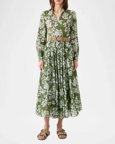 Akris punto Floral Cotton Muslin Tiered Midi Shirtdress | Thumbnail 4 Akris punto Floral Cotton Muslin Tiered Midi Shirtdress | Thumbnail 4