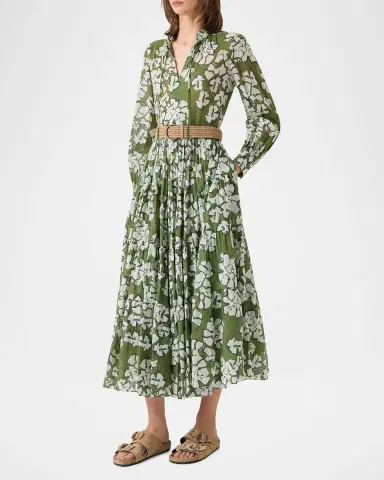Akris punto Floral Cotton Muslin Tiered Midi Shirtdress | Thumbnail 6 Akris punto Floral Cotton Muslin Tiered Midi Shirtdress | Thumbnail 6
