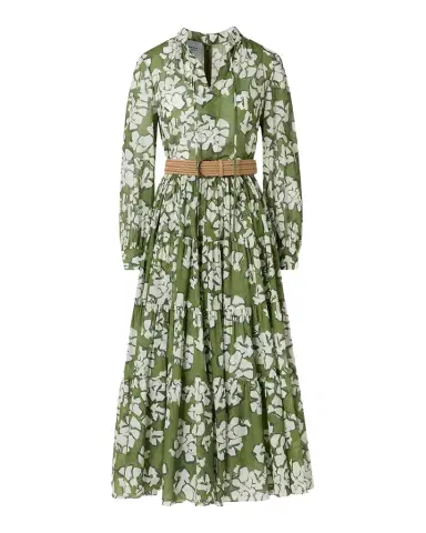Akris punto Floral Cotton Muslin Tiered Midi Shirtdress | Thumbnail 1 Akris punto Floral Cotton Muslin Tiered Midi Shirtdress | Thumbnail 1