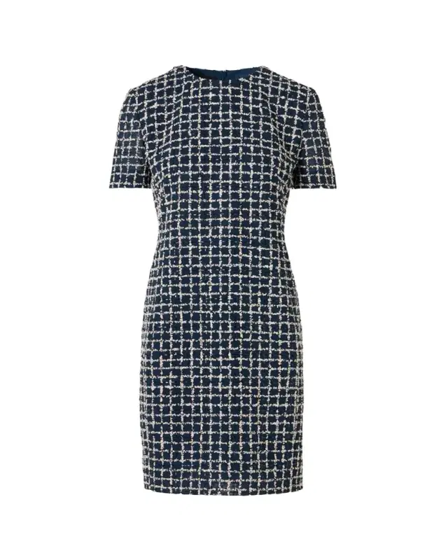 3D Check Embroidered Sheath Dress