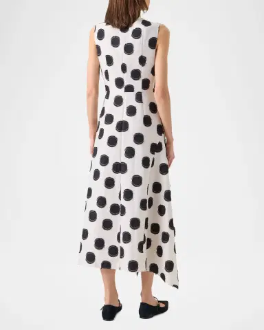 Akris punto Sleeveless Fringed Polka-Dot Jacquard Midi Dress | Thumbnail 3 Akris punto Sleeveless Fringed Polka-Dot Jacquard Midi Dress | Thumbnail 3