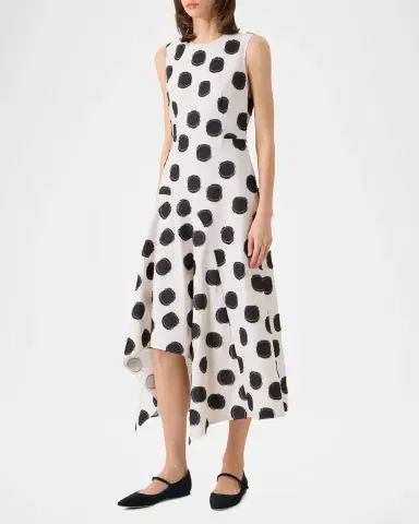 Akris punto Sleeveless Fringed Polka-Dot Jacquard Midi Dress | Thumbnail 4 Akris punto Sleeveless Fringed Polka-Dot Jacquard Midi Dress | Thumbnail 4