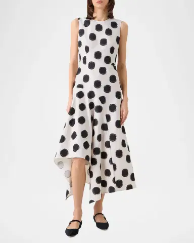 Akris punto Sleeveless Fringed Polka-Dot Jacquard Midi Dress | Thumbnail 6 Akris punto Sleeveless Fringed Polka-Dot Jacquard Midi Dress | Thumbnail 6