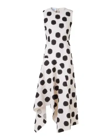 Akris punto Sleeveless Fringed Polka-Dot Jacquard Midi Dress | Thumbnail 1 Akris punto Sleeveless Fringed Polka-Dot Jacquard Midi Dress | Thumbnail 1