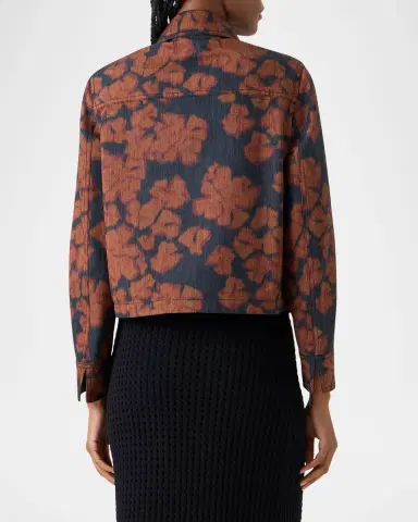Akris punto Ikat Flower Motorbike Jacket in Cotton Canvas | Thumbnail 3