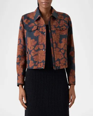 Akris punto Ikat Flower Motorbike Jacket in Cotton Canvas | Thumbnail 4