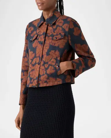 Akris punto Ikat Flower Motorbike Jacket in Cotton Canvas | Thumbnail 6