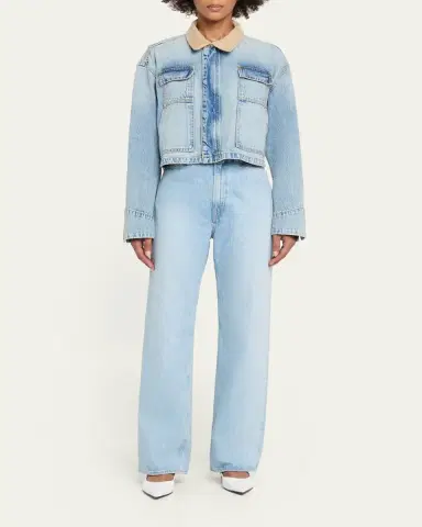 SLVRLAKE Conner Cropped Denim Work Jacket | Thumbnail 2 SLVRLAKE Conner Cropped Denim Work Jacket | Thumbnail 2