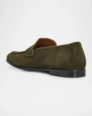 Ferragamo Men's Suede Micro-Gancio Penny Loafers | Thumbnail 4