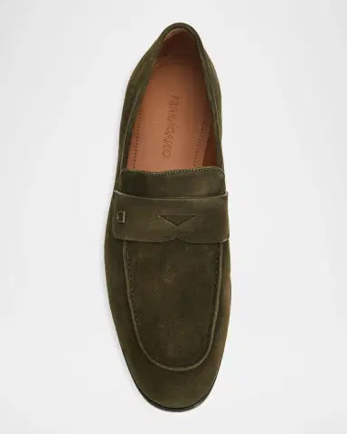 Ferragamo Men's Suede Micro-Gancio Penny Loafers | Thumbnail 6
