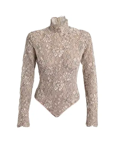 Valentino Garavani Mock-Neck Lace Jersey Long-Sleeve Bodysuit | Thumbnail 1 Valentino Garavani Mock-Neck Lace Jersey Long-Sleeve Bodysuit | Thumbnail 1