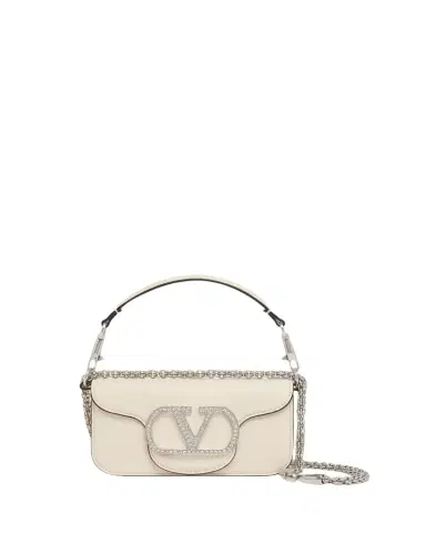 Valentino Garavani Loco Crystal VLogo Leather Shoulder Bag | Thumbnail 1 Valentino Garavani Loco Crystal VLogo Leather Shoulder Bag | Thumbnail 1