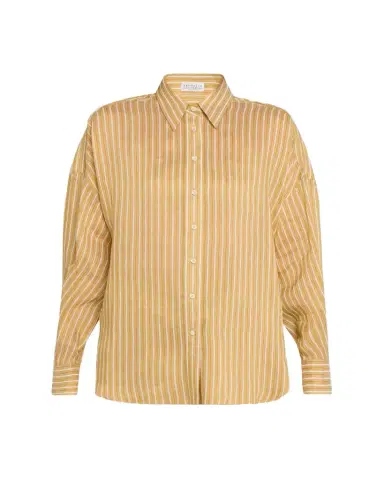 Brunello Cucinelli Striped Linen and Silk Button-Down Shirt | Thumbnail 1 Brunello Cucinelli Striped Linen and Silk Button-Down Shirt | Thumbnail 1