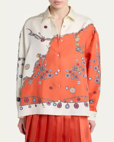 Versace Printed Silk Twill Shirt | Thumbnail 4 Versace Printed Silk Twill Shirt | Thumbnail 4