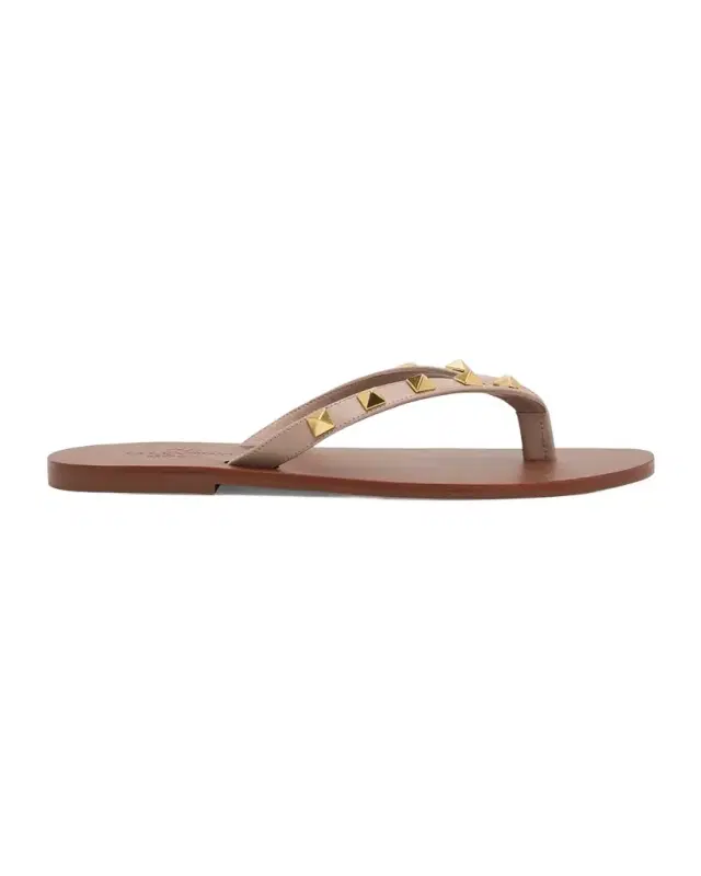 Valentino Garavani Rockstud Leather Flat Thong Sandals