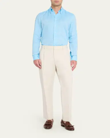 Bergdorf Goodman Men's Heathered Cotton Button-Down Shirt | Thumbnail 2