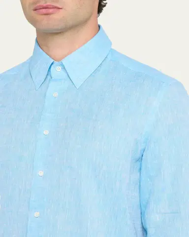 Bergdorf Goodman Men's Heathered Cotton Button-Down Shirt | Thumbnail 5