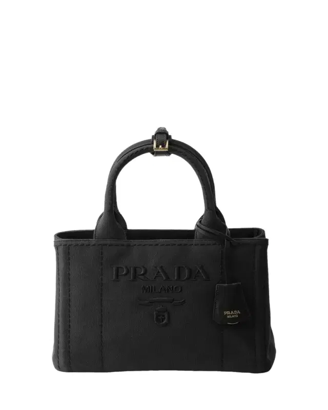 Prada Jardiniere Small Cotton Canvas Top-Handle Bag