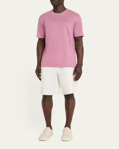 Zegna Men's Linen Crewneck T-Shirt | Thumbnail 2