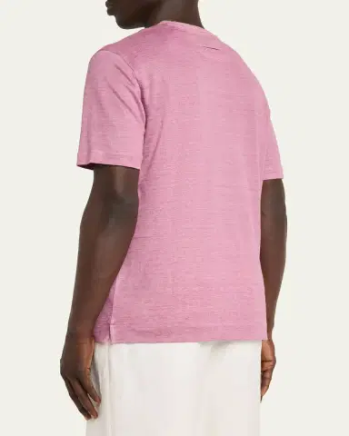Zegna Men's Linen Crewneck T-Shirt | Thumbnail 3