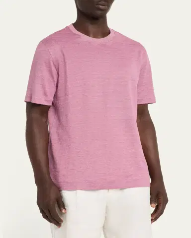 Zegna Men's Linen Crewneck T-Shirt | Thumbnail 4