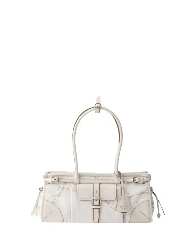Prada Bonnie Medium Printed Linen & Leather Shoulder Bag