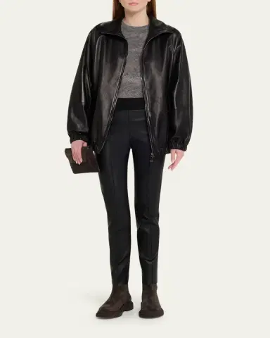 Brunello Cucinelli Leather Ankle Pants | Thumbnail 2