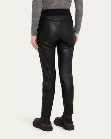 Brunello Cucinelli Leather Ankle Pants | Thumbnail 3