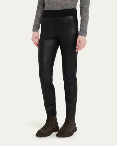 Brunello Cucinelli Leather Ankle Pants | Thumbnail 4