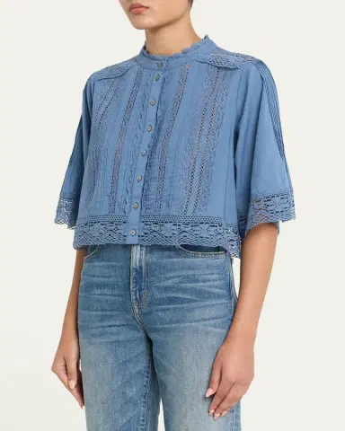 Sea Pippa Embroidered Short-Sleeve Blouse | Thumbnail 4 Sea Pippa Embroidered Short-Sleeve Blouse | Thumbnail 4
