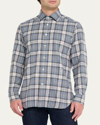 Kiton Men's Cotton Plaid Classic Fit Button-Down Shirt | Thumbnail 4