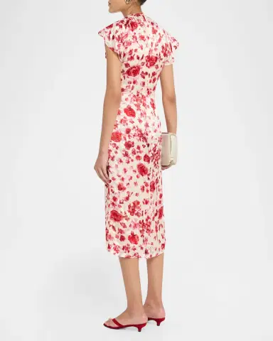 Isabel Marant Lyndsay Floral Burnout Flutter-Sleeve Midi Dress | Thumbnail 2 Isabel Marant Lyndsay Floral Burnout Flutter-Sleeve Midi Dress | Thumbnail 2