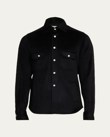 Kiton Men's Cashmere and Wool Flap-Pocket Overshirt | Thumbnail 6 Kiton Men's Cashmere and Wool Flap-Pocket Overshirt | Thumbnail 6