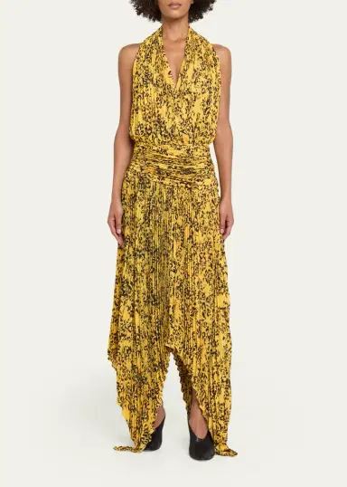 Proenza Schouler Paulina Pleated Halter Handkerchief Maxi Dress | Thumbnail 2