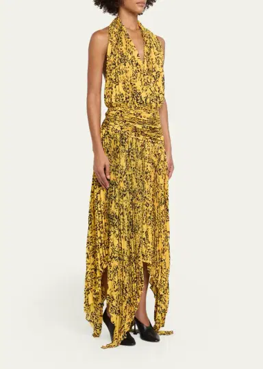 Proenza Schouler Paulina Pleated Halter Handkerchief Maxi Dress | Thumbnail 4