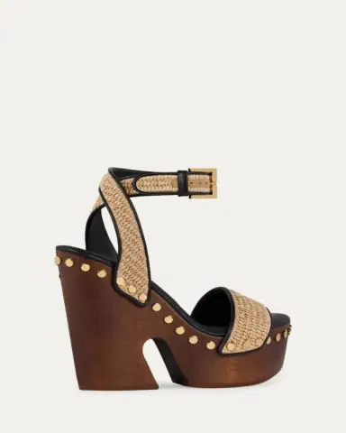 Givenchy Clog Raffia-Effect Platform Sandals with Studs Detail | Thumbnail 3 Givenchy Clog Raffia-Effect Platform Sandals with Studs Detail | Thumbnail 3