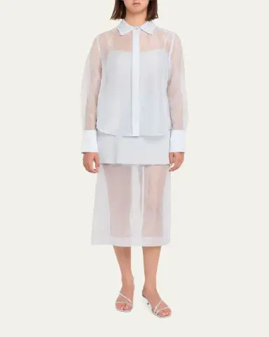 Simkhai Loen Long-Sleeve Organza Shirt | Thumbnail 2 Simkhai Loen Long-Sleeve Organza Shirt | Thumbnail 2
