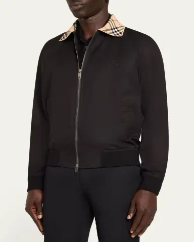 Burberry Men's Glenfields Nylon Check-Collar Blouson | Thumbnail 4