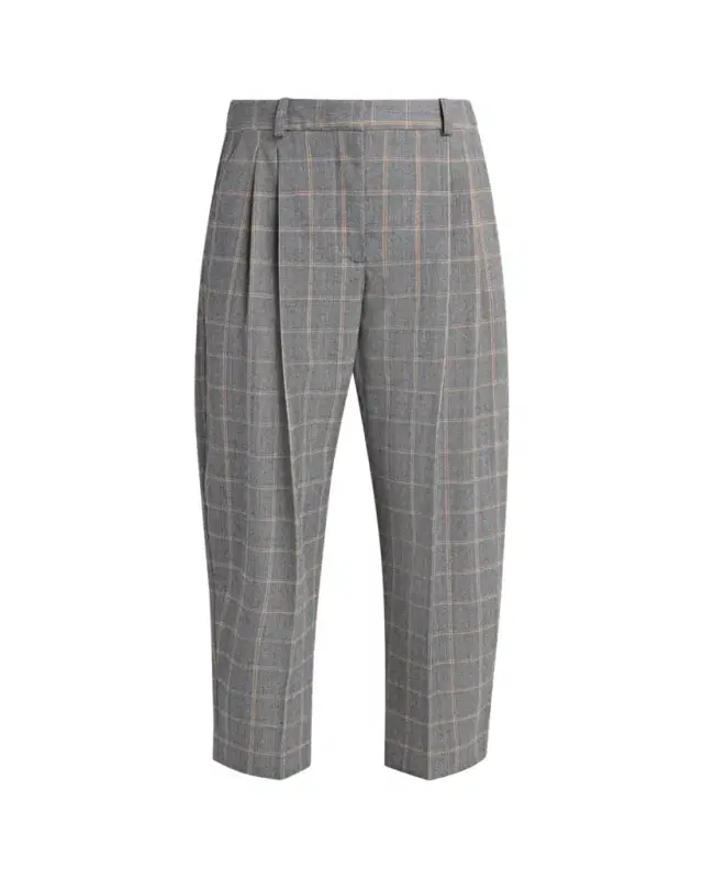 Check Tapered Barrel-Leg Crop Trousers