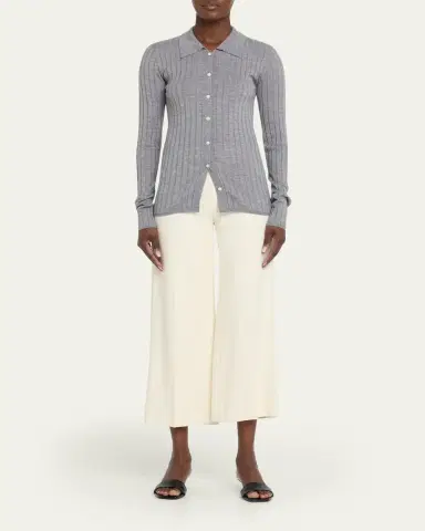 TOTEME Slim Ribbed Long Sleeve Shirt | Thumbnail 2