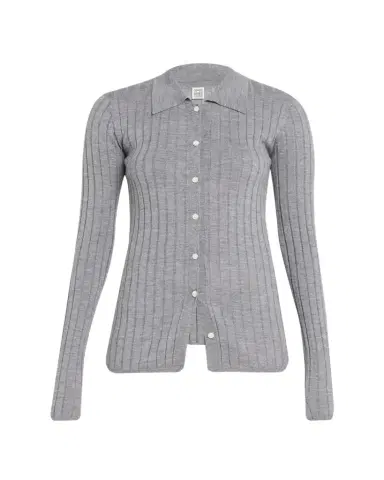 TOTEME Slim Ribbed Long Sleeve Shirt | Thumbnail 1