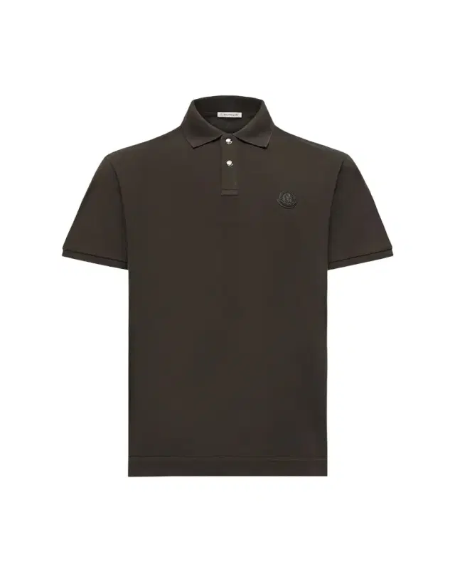Moncler Men's Leather Logo Patch Cotton Pique Polo Shirt
