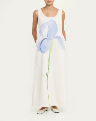 Lafayette 148 New York Sleeveless Flower Silk-Linen Maxi Dress | Thumbnail 2 Lafayette 148 New York Sleeveless Flower Silk-Linen Maxi Dress | Thumbnail 2