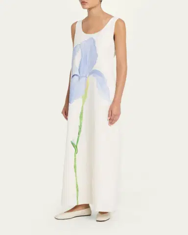 Lafayette 148 New York Sleeveless Flower Silk-Linen Maxi Dress | Thumbnail 4 Lafayette 148 New York Sleeveless Flower Silk-Linen Maxi Dress | Thumbnail 4