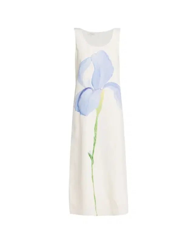 Lafayette 148 New York Sleeveless Flower Silk-Linen Maxi Dress