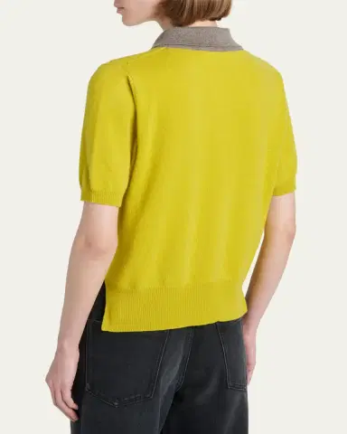 Marni Cashmere Short-Sleeve Polo Sweater | Thumbnail 3 Marni Cashmere Short-Sleeve Polo Sweater | Thumbnail 3