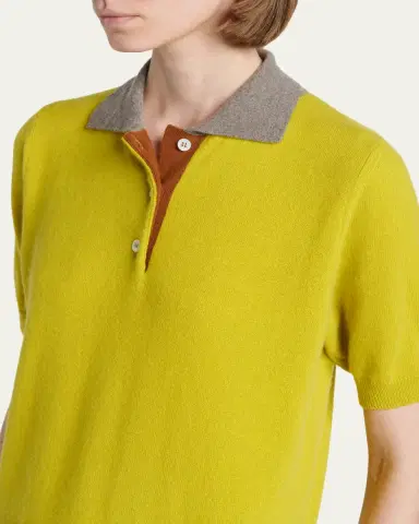 Marni Cashmere Short-Sleeve Polo Sweater | Thumbnail 5 Marni Cashmere Short-Sleeve Polo Sweater | Thumbnail 5